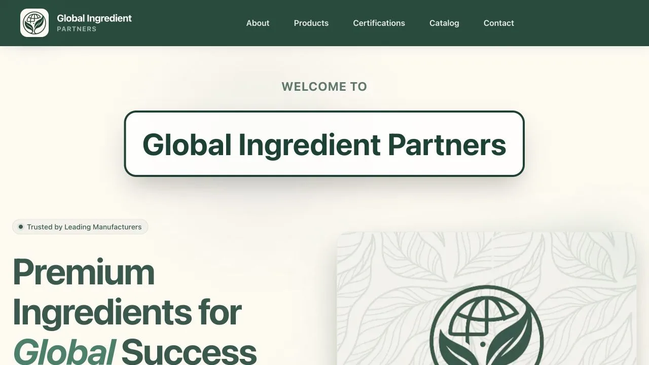 Global Ingredient Partners website preview